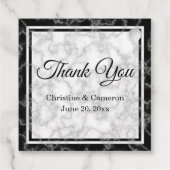 Schwarz-Weiß-Marmor Hochzeit Danke Geschenkanhänger (Rückseite)