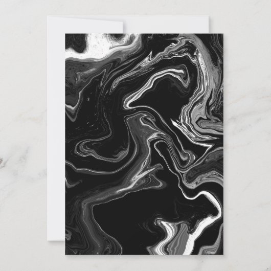Schwarz-Weiß-Marmor-Hochzeit Einladung (Rückseite)