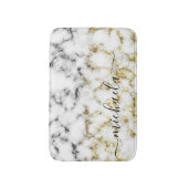 Schwarz-Weiß-Marmor-Individuelle Name Badematte (Vorderseite Vertikal)