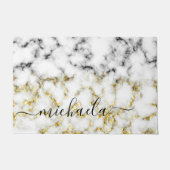 Schwarz-Weiß-Marmor-Individuelle Name Fußmatte (Vorderseite)