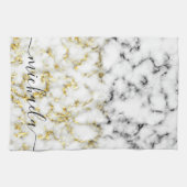 Schwarz-Weiß-Marmor-Individuelle Name Geschirrtuch (Horizontal)