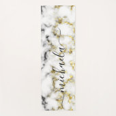 Schwarz-Weiß-Marmor-Individuelle Name Yogamatte (Vorderseite)