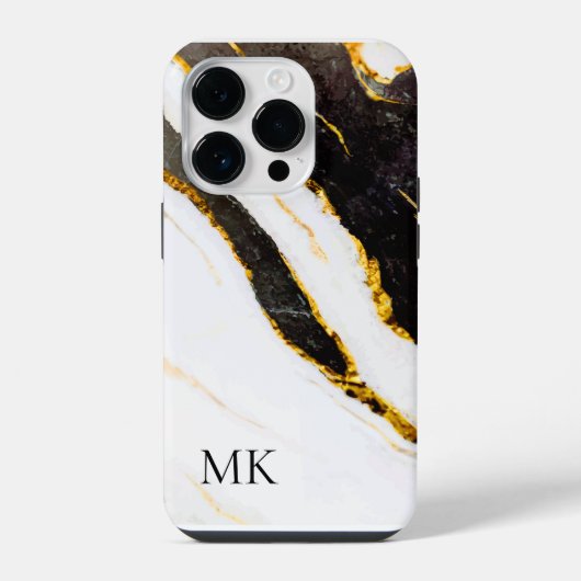 Schwarz-Weiß-Marmor iPhone Hülle (Rückseite)