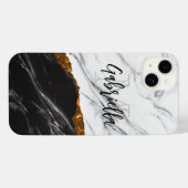 Schwarz-Weiß-Marmor iPhone Hülle (Rückseite (Horizontal))
