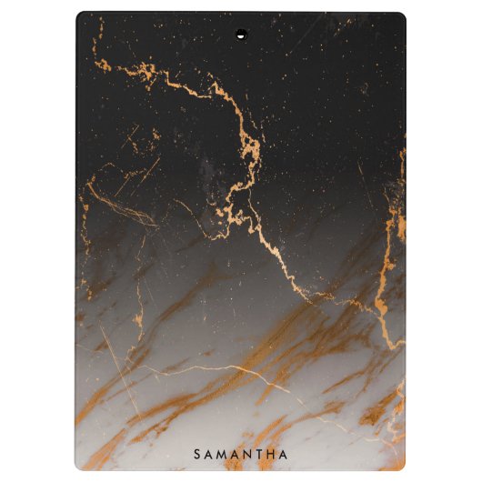 Schwarz-Weiß-Marmor Klemmbrett (Rückseite)