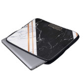 Schwarz-Weiß-Marmor Laptopschutzhülle (Vorne Knopf)