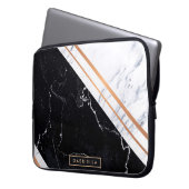 Schwarz-Weiß-Marmor Laptopschutzhülle (Vorderseite Links)