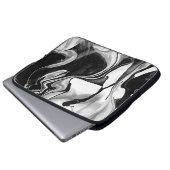 Schwarz-Weiß-Marmor Laptopschutzhülle (Vorne Knopf)