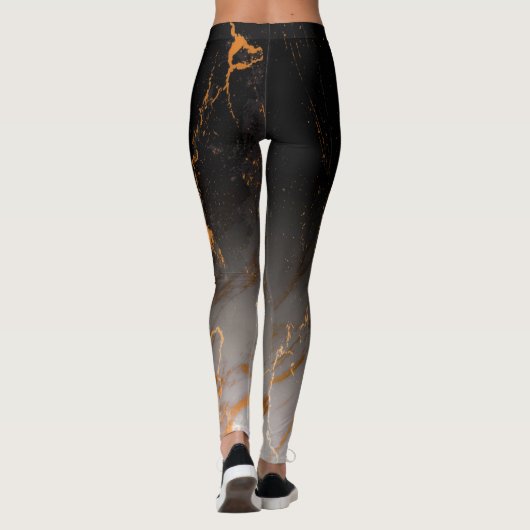 Schwarz-Weiß-Marmor Leggings (Rückseite)