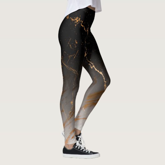 Schwarz-Weiß-Marmor Leggings (Rechts)