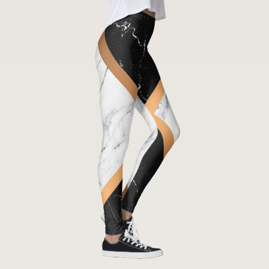 Schwarz-Weiß-Marmor Leggings (Rechts)