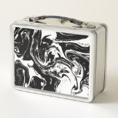 Schwarz-Weiß-Marmor-Lunchbox Metall Brotdose (Rückseite)