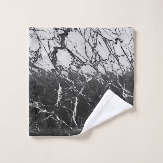 Schwarz-Weiß-Marmor Modernes Glam Trendy Badhandtuch Set (Waschlappen)