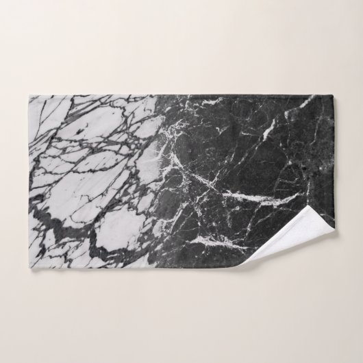 Schwarz-Weiß-Marmor Modernes Glam Trendy Badhandtuch Set (Handtuch)