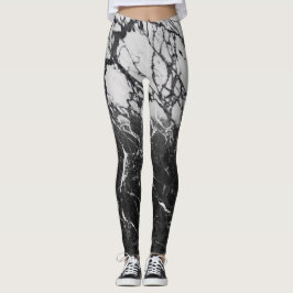 Schwarz-Weiß-Marmor Modernes Glam Trendy Leggings