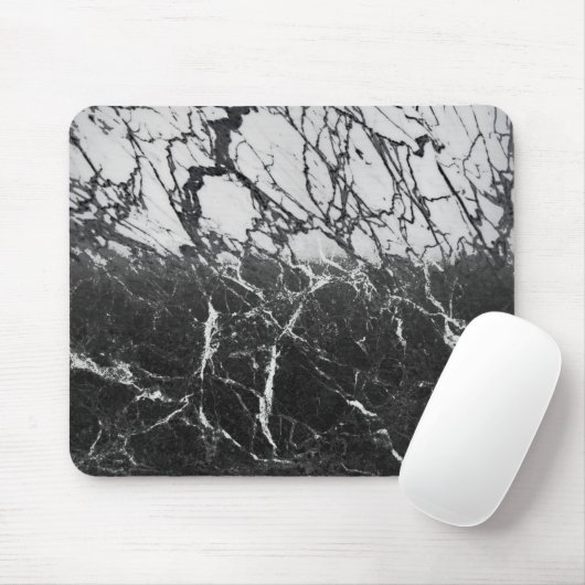 Schwarz-Weiß-Marmor Modernes Glam Trendy Mousepad (Mit Mouse)