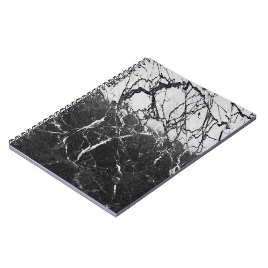 Schwarz-Weiß-Marmor Modernes Glam Trendy Notizblock (Linke Seite)