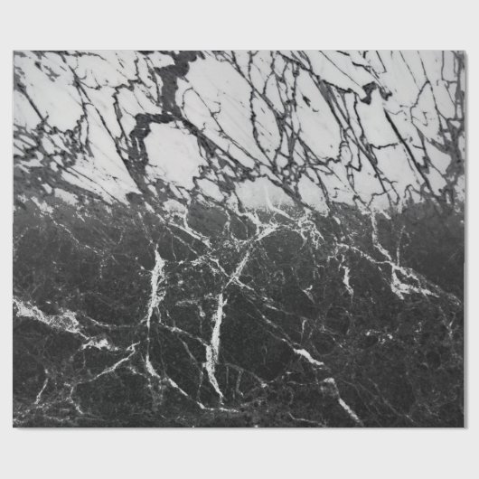 Schwarz-Weiß-Marmor Modernes Glam Trendy Party Geschenkpapier (Flach)