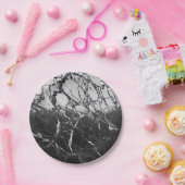 Schwarz-Weiß-Marmor Modernes Glam Trendy Party Pappteller (Party)