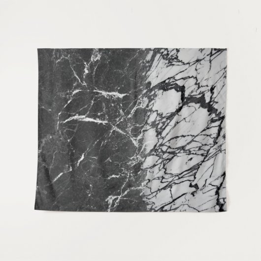 Schwarz-Weiß-Marmor Modernes Glam Trendy Wandteppich (Vorderseite (Horizontal))