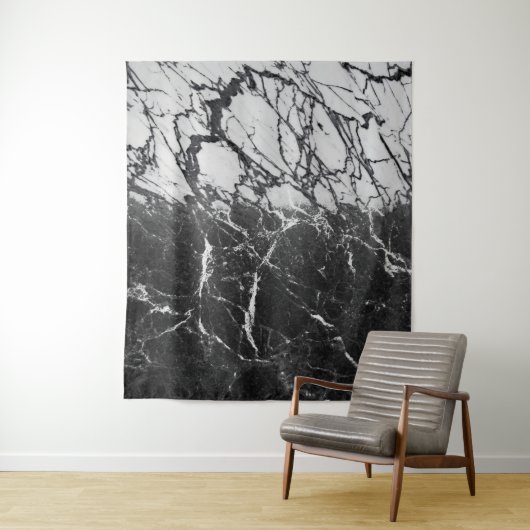 Schwarz-Weiß-Marmor Modernes Glam Trendy Wandteppich (Beispiel)