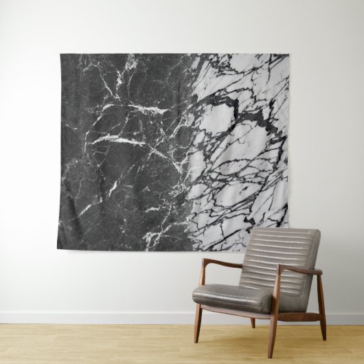 Schwarz-Weiß-Marmor Modernes Glam Trendy Wandteppich (Beispiel (Horizontal))