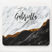 Schwarz-Weiß-Marmor Mousepad (Vorne)