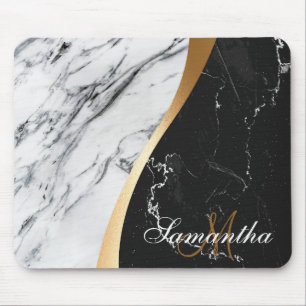 Schwarz-Weiß-Marmor Mousepad