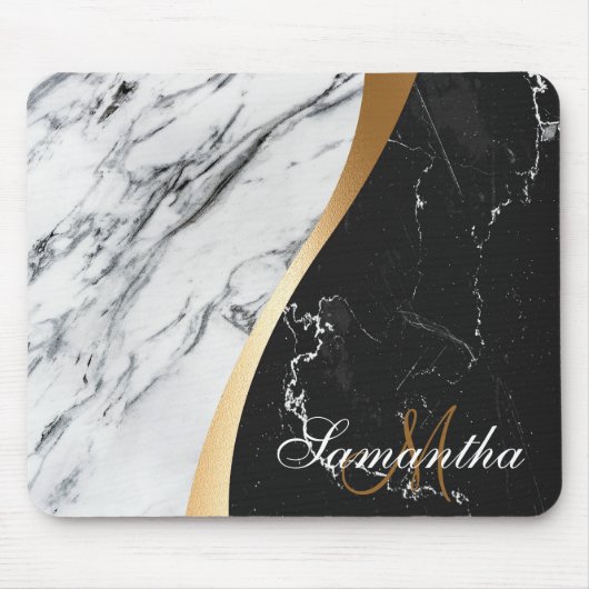 Schwarz-Weiß-Marmor Mousepad (Vorne)