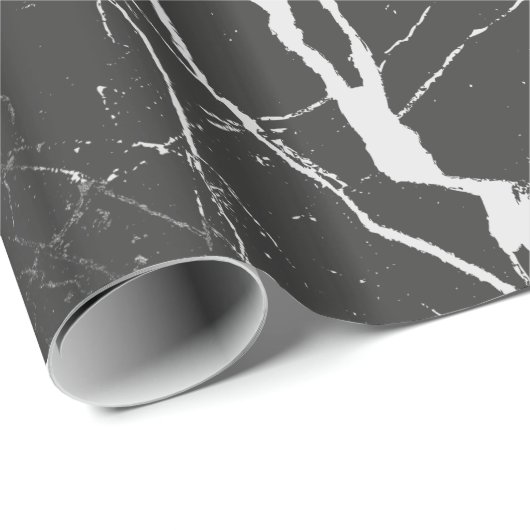 Schwarz-Weiß-Marmor-Muster Geschenkpapier (Rolleneckpunkt)