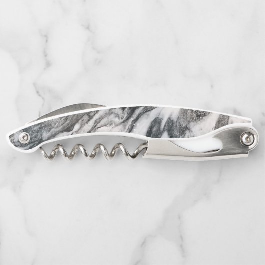 Schwarz-Weiß-Marmor-Muster Kellnermesser (Rückseite)