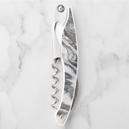 Schwarz-Weiß-Marmor-Muster Kellnermesser (Vorderseite)