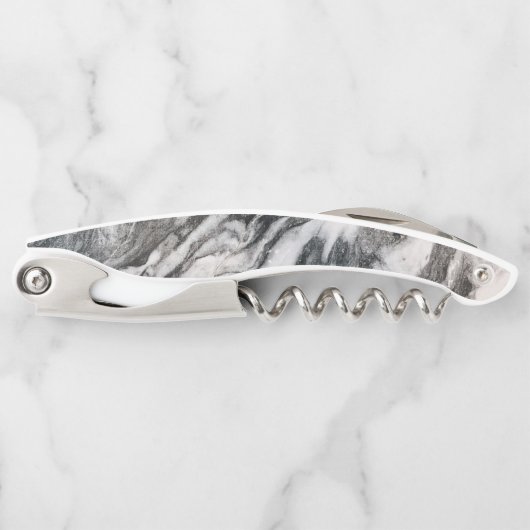 Schwarz-Weiß-Marmor-Muster Kellnermesser (Vorderseite)