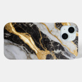 Schwarz-Weiß-Marmor-Muster mit Gold Case-Mate iPhone Hülle (Rückseite (Horizontal))