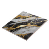 Schwarz-Weiß-Marmor-Muster mit Gold Fliese (Seite)