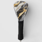 Schwarz-Weiß-Marmor-Muster mit Gold Golf Headcover (Vorderseite)