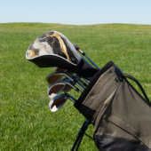 Schwarz-Weiß-Marmor-Muster mit Gold Golf Headcover (In SItu)