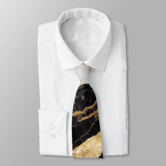 Schwarz-Weiß-Marmor-Muster mit Gold Krawatte (Gebunden)