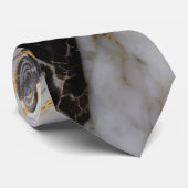 Schwarz-Weiß-Marmor-Muster mit Gold Krawatte (Gerollt)