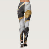 Schwarz-Weiß-Marmor-Muster mit Gold Leggings (Rückseite)