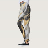 Schwarz-Weiß-Marmor-Muster mit Gold Leggings (Links)