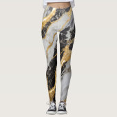 Schwarz-Weiß-Marmor-Muster mit Gold Leggings (Vorderseite)