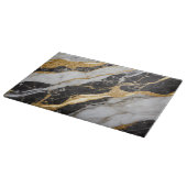 Schwarz-Weiß-Marmor-Muster mit Gold Schneidebrett (Ecke)