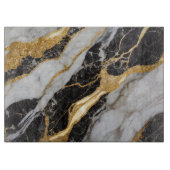 Schwarz-Weiß-Marmor-Muster mit Gold Schneidebrett (Vorderseite)