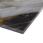 Schwarz-Weiß-Marmor-Muster mit Gold Schneidebrett (Ecke)