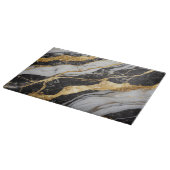 Schwarz-Weiß-Marmor-Muster mit Gold Schneidebrett (Ecke)