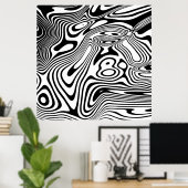 Schwarz-Weiß-Marmor-Muster Poster (Heimbüro)