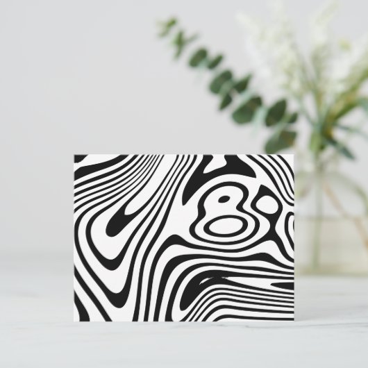 Schwarz-Weiß-Marmor-Muster Postkarte (Stehend Vorderseite)