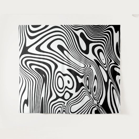 Schwarz-Weiß-Marmor-Muster Wandteppich (Vorderseite (Horizontal))