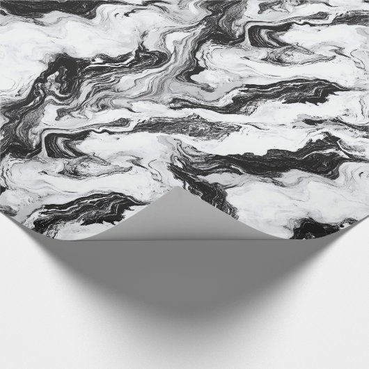 Schwarz-Weiß-Marmor Muster wirbeln Geschenkpapier (Ecke)